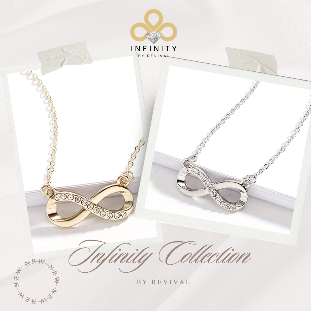 "Elegant Infinity Necklace – Timeless Pendant with Sparkling Crystal Accents" Available in Silver & Gold