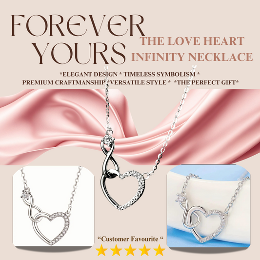 "Elegant Infinity Love Heart Necklace – Timeless Pendant with Sparkling Crystal Accents" Available in Silver & Gold (Copy)