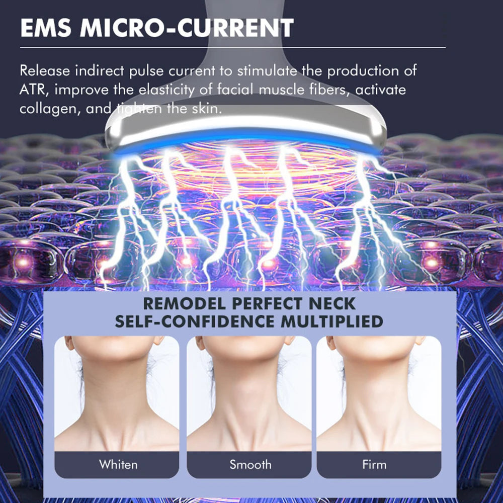 Microcurrent - Neck & Face 4 LED Therapy EMS  Specialised Tightening & Lifting Device - Anti Wrinkle - excess Skin -Double Chin Remover **Top Quality**