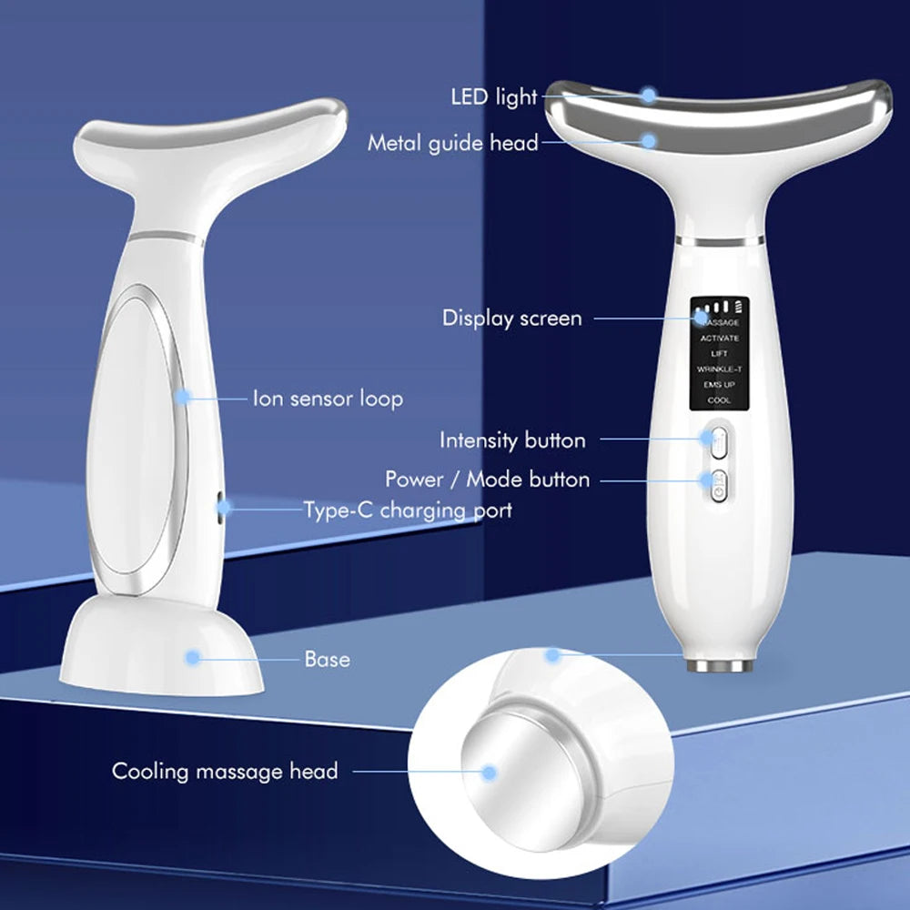 Microcurrent - Neck & Face 4 LED Therapy EMS  Specialised Tightening & Lifting Device - Anti Wrinkle - excess Skin -Double Chin Remover **Top Quality**