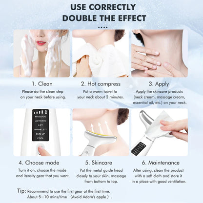 Microcurrent - Neck & Face 4 LED Therapy EMS  Specialised Tightening & Lifting Device - Anti Wrinkle - excess Skin -Double Chin Remover **Top Quality**