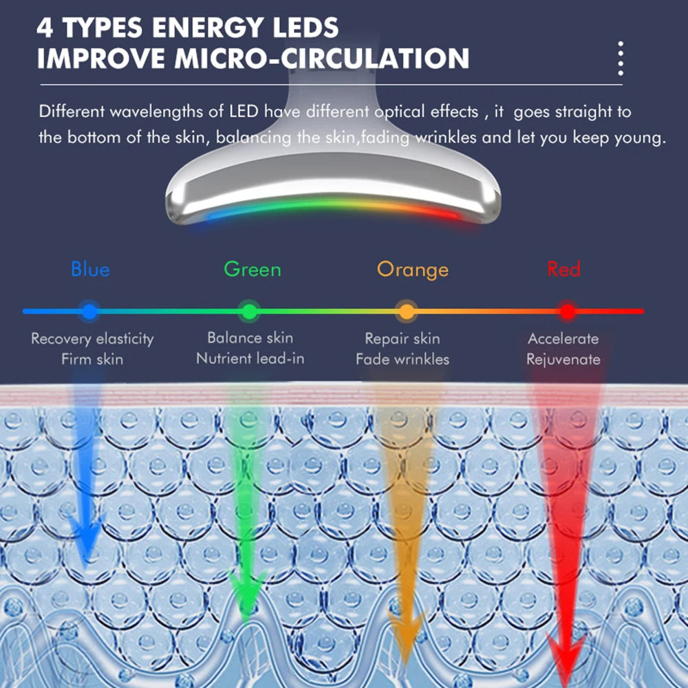 Microcurrent - Neck & Face 4 LED Therapy EMS  Specialised Tightening & Lifting Device - Anti Wrinkle - excess Skin -Double Chin Remover **Top Quality**