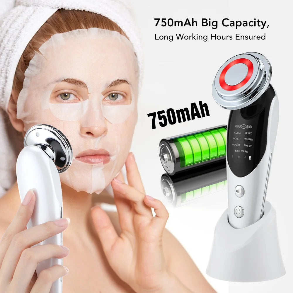 7 in 1 Face Lift Device Microcurrent Skin Rejuvenation LED Facial Massager Light Therapy Anti Aging Wrinkle Beauty Apparatus