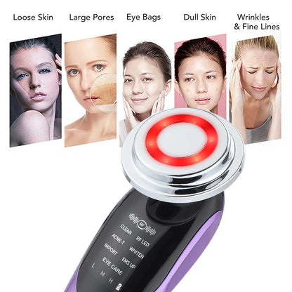 7 in 1 Face Lift Device Microcurrent Skin Rejuvenation LED Facial Massager Light Therapy Anti Aging Wrinkle Beauty Apparatus