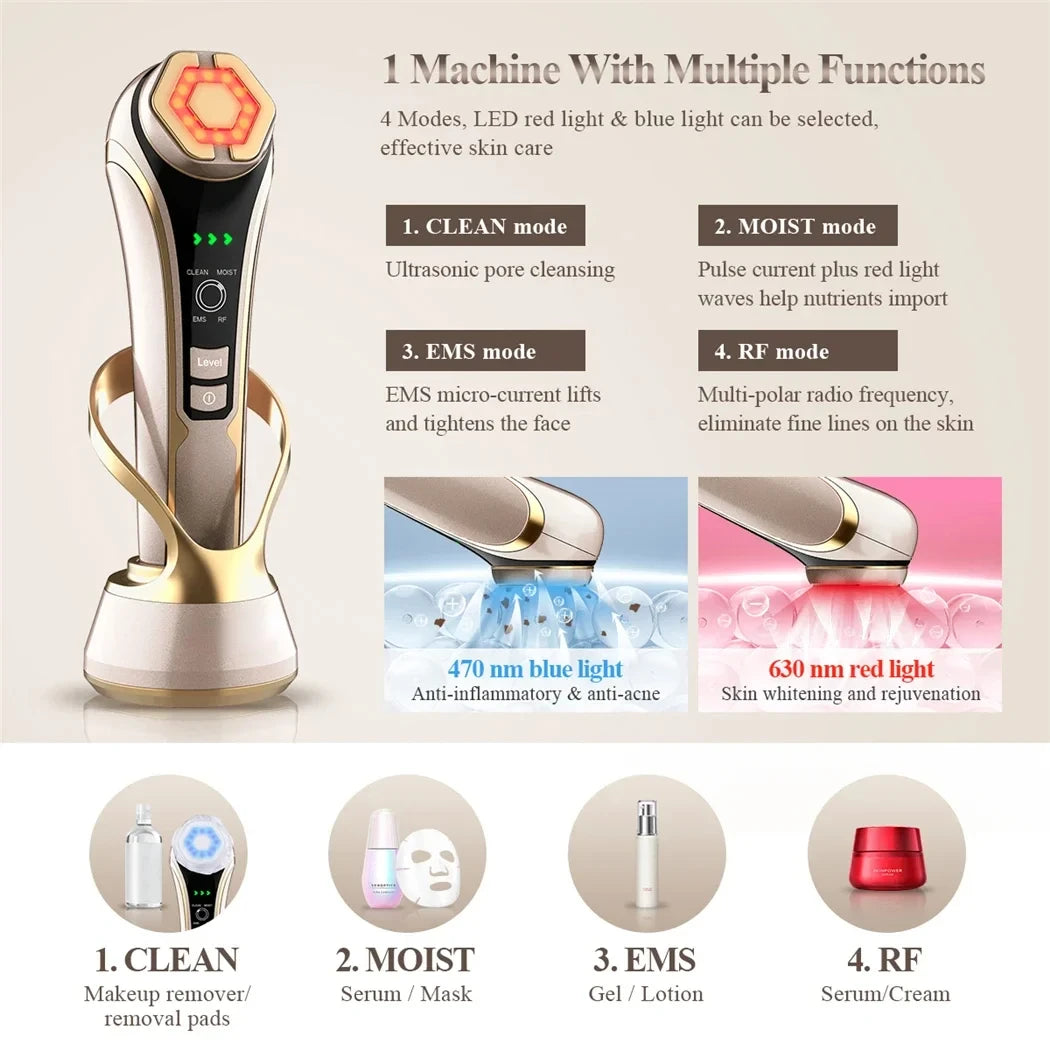 HIFU Face Skin Care EMS Facial Lifting Massager LED Photon Wrinkle Remover Vibration Anti-aging Device