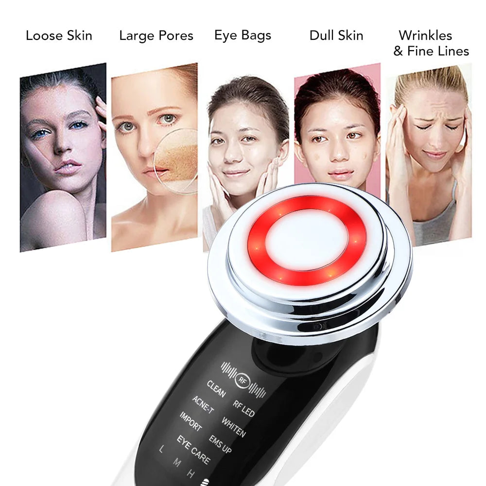 7 in 1 Face Lift Device Microcurrent Skin Rejuvenation LED Facial Massager Light Therapy Anti Aging Wrinkle Beauty Apparatus