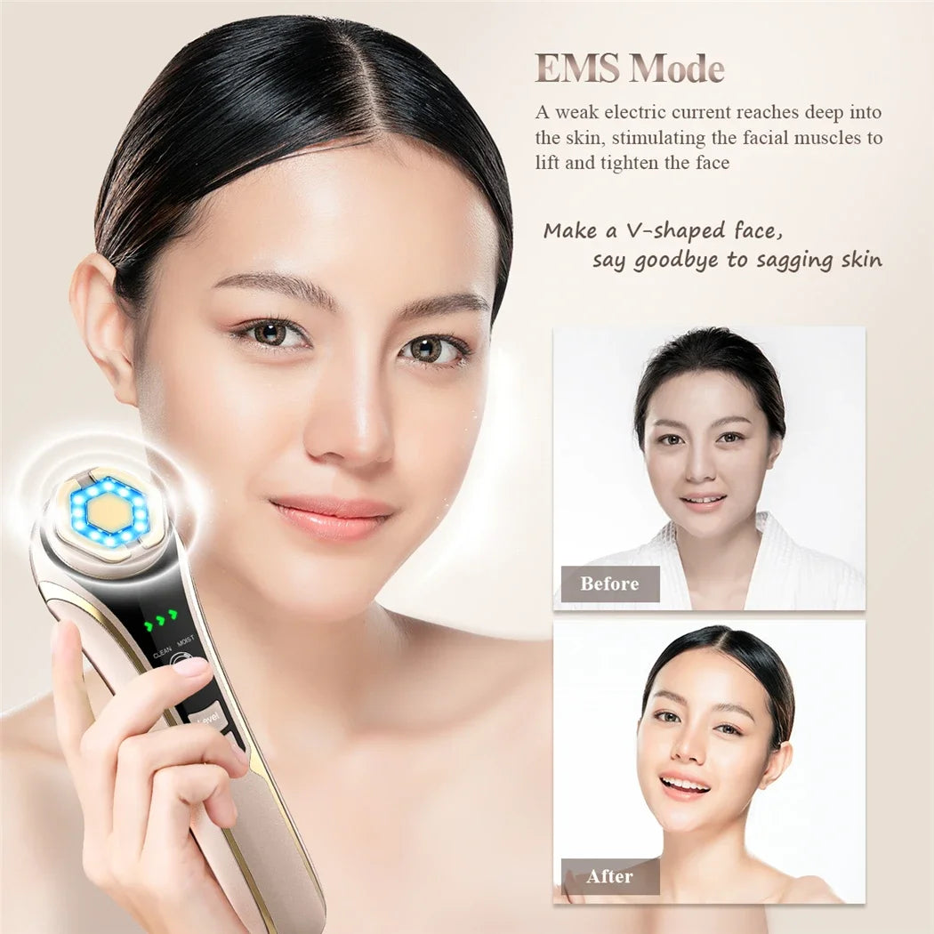 HIFU Face Skin Care EMS Facial Lifting Massager LED Photon Wrinkle Remover Vibration Anti-aging Device